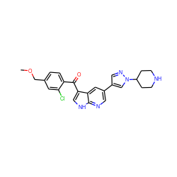 COCc1ccc(C(=O)c2c[nH]c3ncc(-c4cnn(C5CCNCC5)c4)cc23)c(Cl)c1 ZINC000473091508