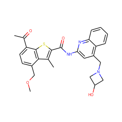 COCc1ccc(C(C)=O)c2sc(C(=O)Nc3cc(CN4CC(O)C4)c4ccccc4n3)c(C)c12 ZINC001772653272