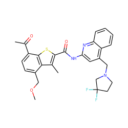 COCc1ccc(C(C)=O)c2sc(C(=O)Nc3cc(CN4CCC(F)(F)C4)c4ccccc4n3)c(C)c12 ZINC001772623415