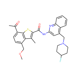 COCc1ccc(C(C)=O)c2sc(C(=O)Nc3cc(CN4CCC(F)CC4)c4ccccc4n3)c(C)c12 ZINC001772642446