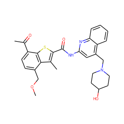 COCc1ccc(C(C)=O)c2sc(C(=O)Nc3cc(CN4CCC(O)CC4)c4ccccc4n3)c(C)c12 ZINC001772626460