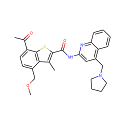 COCc1ccc(C(C)=O)c2sc(C(=O)Nc3cc(CN4CCCC4)c4ccccc4n3)c(C)c12 ZINC001772601840