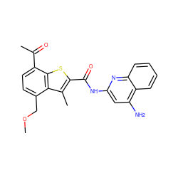 COCc1ccc(C(C)=O)c2sc(C(=O)Nc3cc(N)c4ccccc4n3)c(C)c12 ZINC001772600995