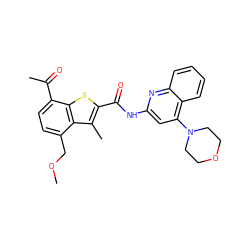 COCc1ccc(C(C)=O)c2sc(C(=O)Nc3cc(N4CCOCC4)c4ccccc4n3)c(C)c12 ZINC001772590393