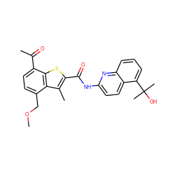 COCc1ccc(C(C)=O)c2sc(C(=O)Nc3ccc4c(C(C)(C)O)cccc4n3)c(C)c12 ZINC001772649845