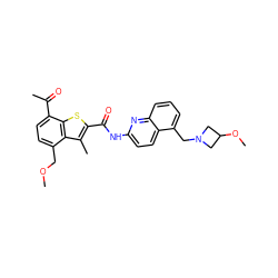 COCc1ccc(C(C)=O)c2sc(C(=O)Nc3ccc4c(CN5CC(OC)C5)cccc4n3)c(C)c12 ZINC001772640040