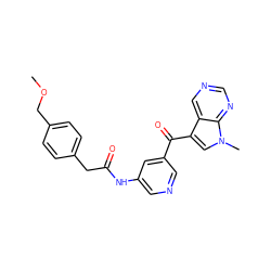 COCc1ccc(CC(=O)Nc2cncc(C(=O)c3cn(C)c4ncncc34)c2)cc1 ZINC000169686332