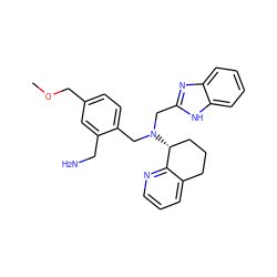 COCc1ccc(CN(Cc2nc3ccccc3[nH]2)[C@@H]2CCCc3cccnc32)c(CN)c1 ZINC000066112314