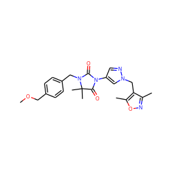 COCc1ccc(CN2C(=O)N(c3cnn(Cc4c(C)noc4C)c3)C(=O)C2(C)C)cc1 ZINC000116676113