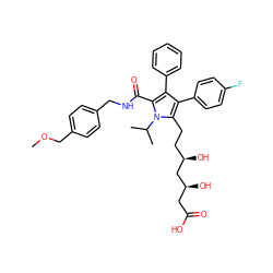 COCc1ccc(CNC(=O)c2c(-c3ccccc3)c(-c3ccc(F)cc3)c(CC[C@@H](O)C[C@@H](O)CC(=O)O)n2C(C)C)cc1 ZINC000028951265