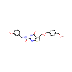 COCc1ccc(COCc2csc3nc(C(=O)NCc4cccc(OC)c4)[nH]c(=O)c23)cc1 ZINC000202719925