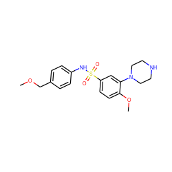 COCc1ccc(NS(=O)(=O)c2ccc(OC)c(N3CCNCC3)c2)cc1 ZINC000095577705