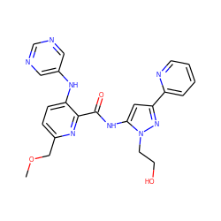 COCc1ccc(Nc2cncnc2)c(C(=O)Nc2cc(-c3ccccn3)nn2CCO)n1 ZINC000096167384