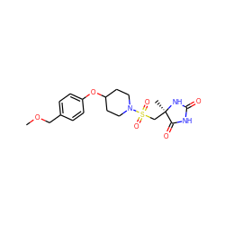 COCc1ccc(OC2CCN(S(=O)(=O)C[C@@]3(C)NC(=O)NC3=O)CC2)cc1 ZINC000096915378