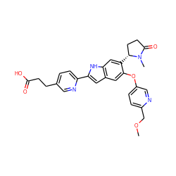 COCc1ccc(Oc2cc3cc(-c4ccc(CCC(=O)O)cn4)[nH]c3cc2[C@@H]2CCC(=O)N2C)cn1 ZINC000209715279