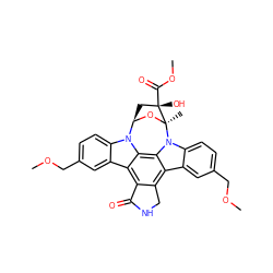 COCc1ccc2c(c1)c1c3c(c4c5cc(COC)ccc5n5c4c1n2[C@H]1C[C@](O)(C(=O)OC)[C@]5(C)O1)CNC3=O ZINC000029309189