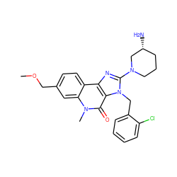 COCc1ccc2c3nc(N4CCC[C@@H](N)C4)n(Cc4ccccc4Cl)c3c(=O)n(C)c2c1 ZINC000095562425