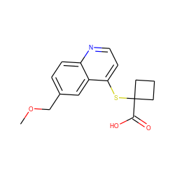 COCc1ccc2nccc(SC3(C(=O)O)CCC3)c2c1 ZINC000220402985