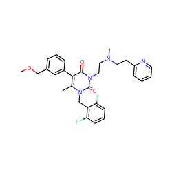 COCc1cccc(-c2c(C)n(Cc3c(F)cccc3F)c(=O)n(CCN(C)CCc3ccccn3)c2=O)c1 ZINC000028259750