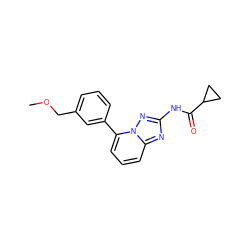 COCc1cccc(-c2cccc3nc(NC(=O)C4CC4)nn23)c1 ZINC000299826253