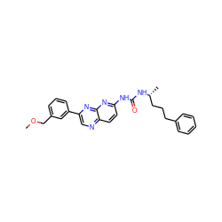 COCc1cccc(-c2cnc3ccc(NC(=O)N[C@H](C)CCCc4ccccc4)nc3n2)c1 ZINC000169704116