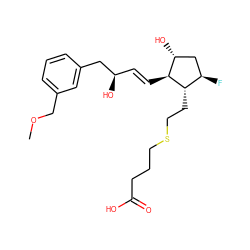 COCc1cccc(C[C@H](O)/C=C/[C@H]2[C@H](O)C[C@@H](F)[C@@H]2CCSCCCC(=O)O)c1 ZINC000003973002