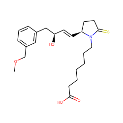 COCc1cccc(C[C@H](O)/C=C/[C@H]2CCC(=S)N2CCCCCCC(=O)O)c1 ZINC000073200010