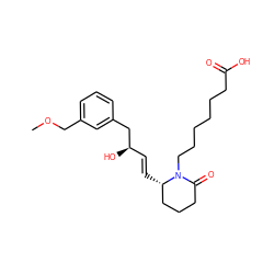 COCc1cccc(C[C@H](O)/C=C/[C@H]2CCCC(=O)N2CCCCCCC(=O)O)c1 ZINC000003962429