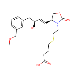 COCc1cccc(C[C@H](O)/C=C/[C@H]2COC(=O)N2CCSCCCC(=O)O)c1 ZINC000038799404