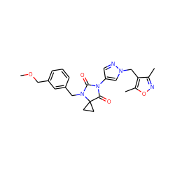 COCc1cccc(CN2C(=O)N(c3cnn(Cc4c(C)noc4C)c3)C(=O)C23CC3)c1 ZINC000115732875