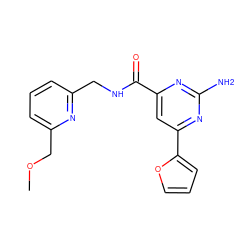 COCc1cccc(CNC(=O)c2cc(-c3ccco3)nc(N)n2)n1 ZINC000036377722