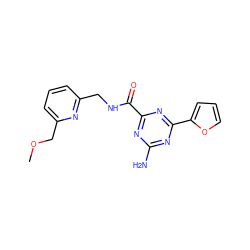 COCc1cccc(CNC(=O)c2nc(N)nc(-c3ccco3)n2)n1 ZINC000045348330