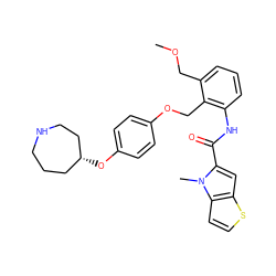 COCc1cccc(NC(=O)c2cc3sccc3n2C)c1COc1ccc(O[C@@H]2CCCNCC2)cc1 ZINC001772656586