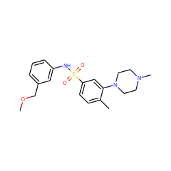 COCc1cccc(NS(=O)(=O)c2ccc(C)c(N3CCN(C)CC3)c2)c1 ZINC000095574689