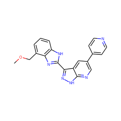 COCc1cccc2[nH]c(-c3n[nH]c4ncc(-c5ccncc5)cc34)nc12 ZINC000028950067