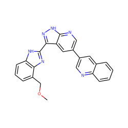 COCc1cccc2[nH]c(-c3n[nH]c4ncc(-c5cnc6ccccc6c5)cc34)nc12 ZINC000028950063