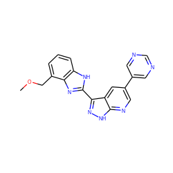 COCc1cccc2[nH]c(-c3n[nH]c4ncc(-c5cncnc5)cc34)nc12 ZINC000028950069