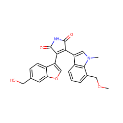 COCc1cccc2c(C3=C(c4coc5cc(CO)ccc45)C(=O)NC3=O)cn(C)c12 ZINC000040422434