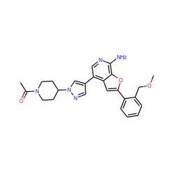 COCc1ccccc1-c1cc2c(-c3cnn(C4CCN(C(C)=O)CC4)c3)cnc(N)c2o1 ZINC000096274059