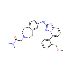 COCc1ccccc1-c1cccc2nc(Nc3ccc4c(c3)CCN(CC(=O)N(C)C)CC4)nn12 ZINC000096169742