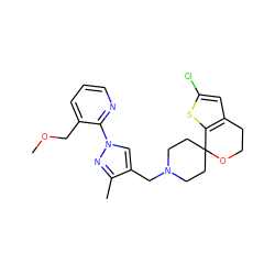 COCc1cccnc1-n1cc(CN2CCC3(CC2)OCCc2cc(Cl)sc23)c(C)n1 ZINC000117170134