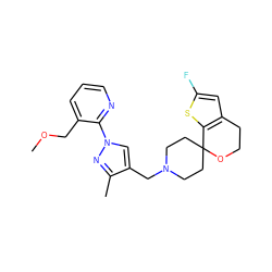 COCc1cccnc1-n1cc(CN2CCC3(CC2)OCCc2cc(F)sc23)c(C)n1 ZINC000117170591