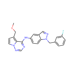 COCc1ccn2ncnc(Nc3ccc4c(cnn4Cc4cccc(F)c4)c3)c12 ZINC000028901018