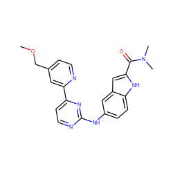 COCc1ccnc(-c2ccnc(Nc3ccc4[nH]c(C(=O)N(C)C)cc4c3)n2)c1 ZINC000144236032