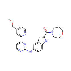 COCc1ccnc(-c2ccnc(Nc3ccc4[nH]c(C(=O)N5CCCOCC5)cc4c3)n2)c1 ZINC000144257141