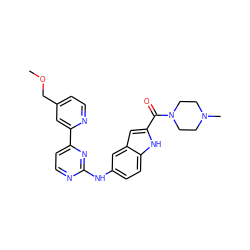 COCc1ccnc(-c2ccnc(Nc3ccc4[nH]c(C(=O)N5CCN(C)CC5)cc4c3)n2)c1 ZINC000169703390