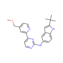 COCc1ccnc(-c2ccnc(Nc3ccc4[nH]c(C(C)(C)C)cc4c3)n2)c1 ZINC000169703389