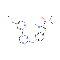 COCc1ccnc(-c2ccnc(Nc3ccc4cc(C(=O)N(C)C)n(C)c4c3)n2)c1 ZINC000144296178