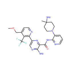 COCc1ccnc(-c2cnc(N)c(C(=O)Nc3ncccc3N3CCC(C)(N)CC3)n2)c1C(F)(F)F ZINC001772629542