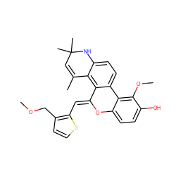 COCc1ccsc1/C=C1\Oc2ccc(O)c(OC)c2-c2ccc3c(c21)C(C)=CC(C)(C)N3 ZINC000014968553